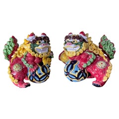 Antique Pair of  Chinese Porcelain Foo Dogs