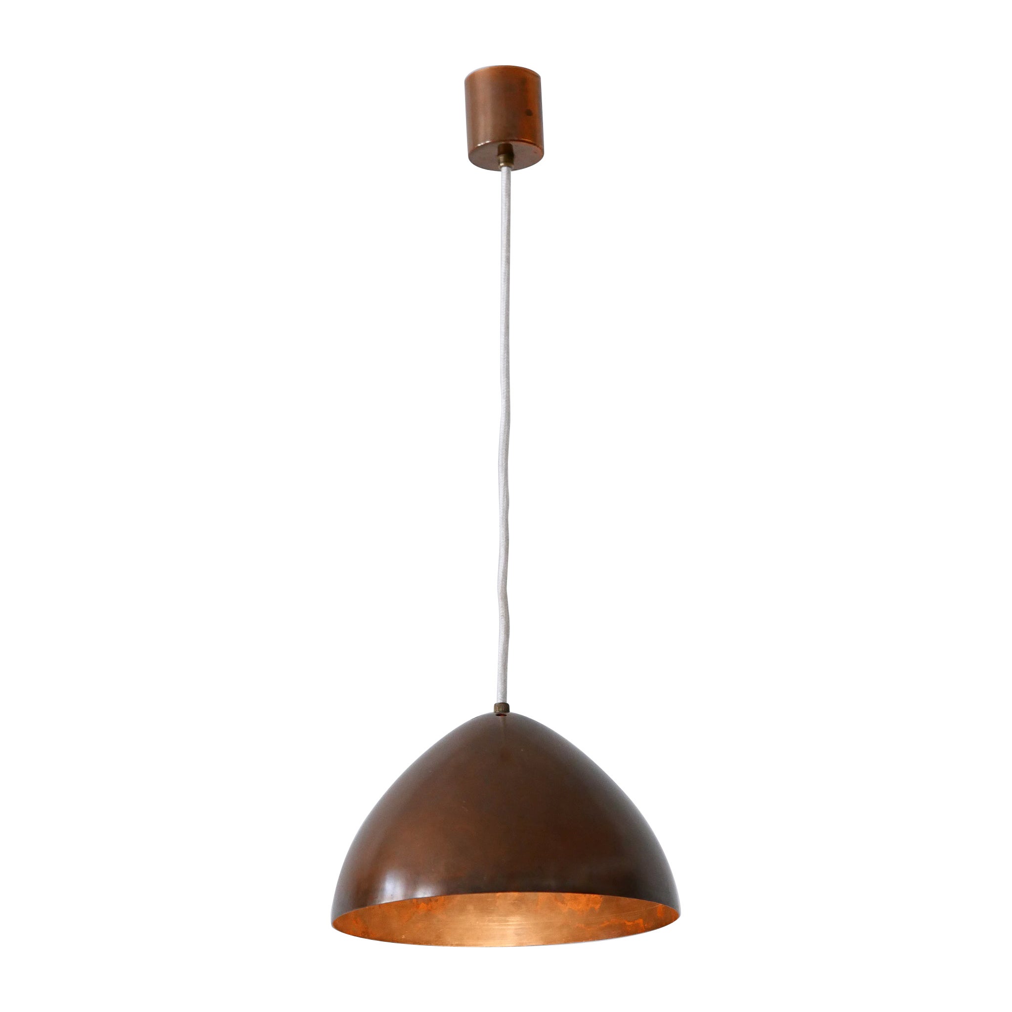 Exceptional & Elegant Mid Century Modern Copper Pendant Lamp Finland 1950s
