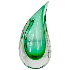 Murano Glass Green Sommerso Teardrop Vase by Luigi Onesto, 1970's 