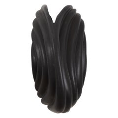Matte Black Organic Draped Organic Forms Ceramic Wall Sconce by Elsa Foulon