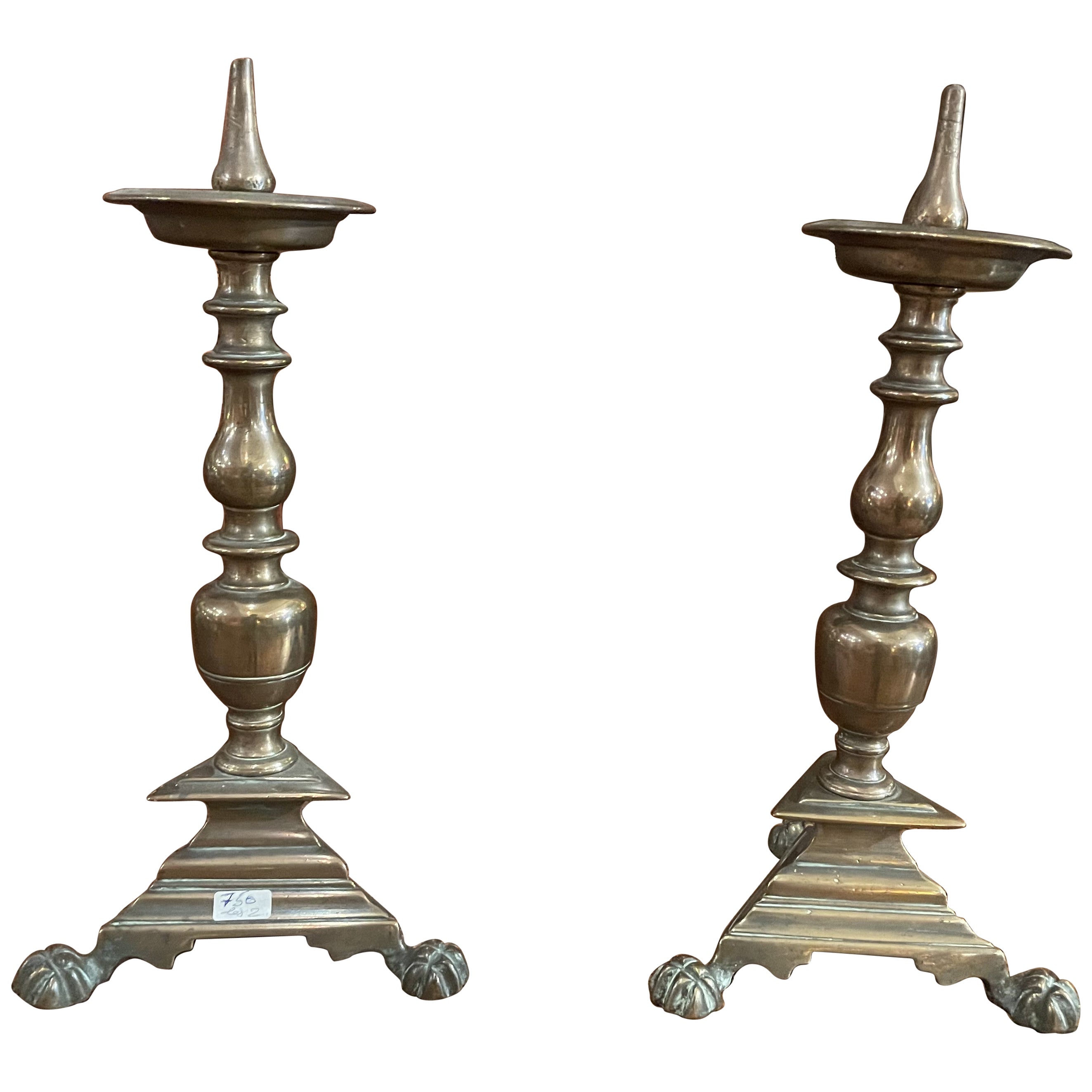 Pair Of Bronze Candlesticks 17th Century - France