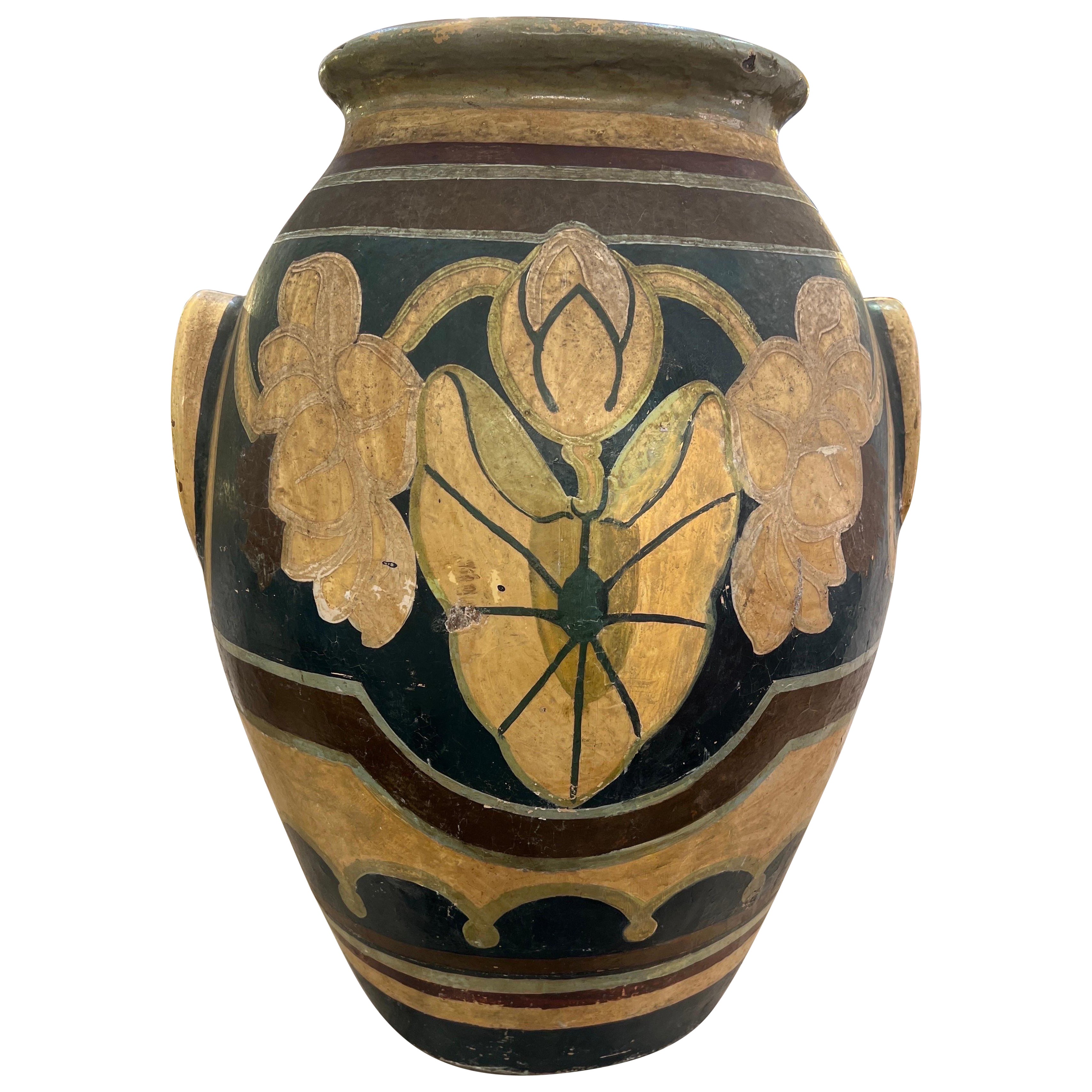 Large hand painted Tuscan urn  For Sale