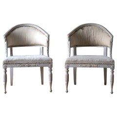 Fine pair of 19th Century Gustavian Barrel Back Armchairs
