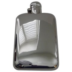 Smart Retro English Sterling Silver Hipflask - 1917