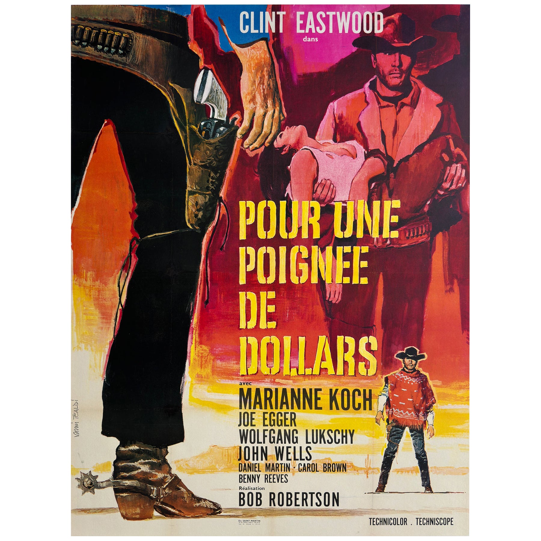 "A FISTFUL OF DOLLARS " 1964 French Grande Film Movie Poster, VANNI TEALDI For Sale
