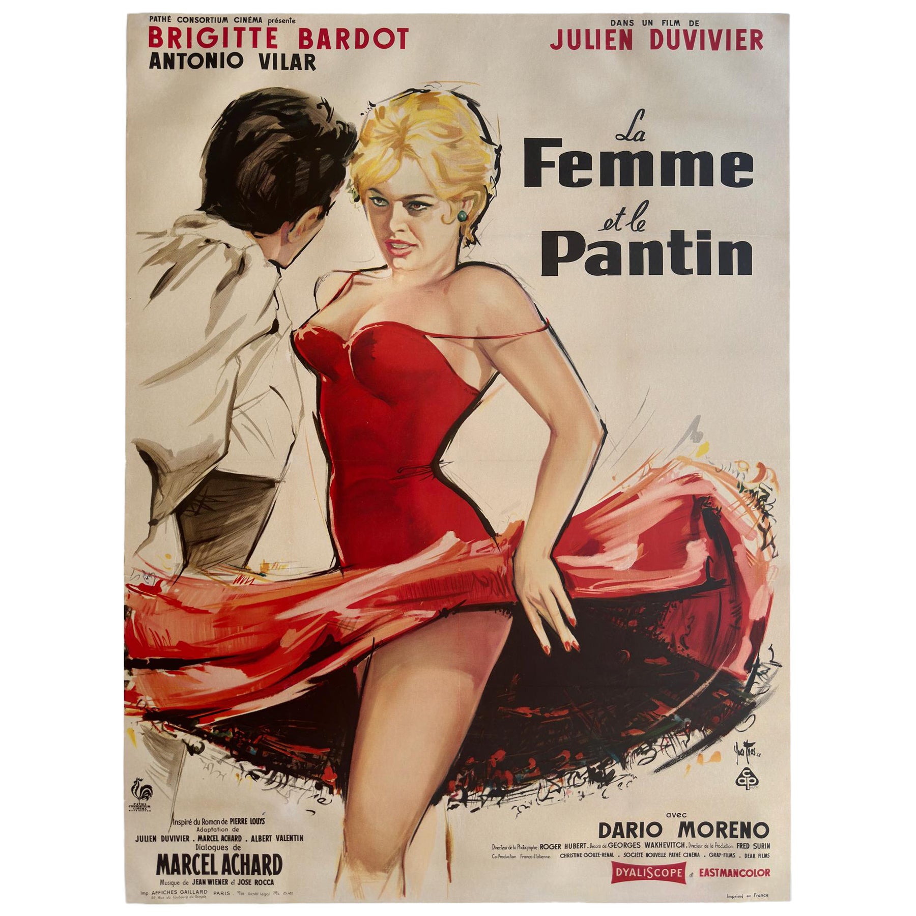 "A WOMAN LIKE SATAN" 1959 French Grande Film Movie Poster, YVES THOS For Sale