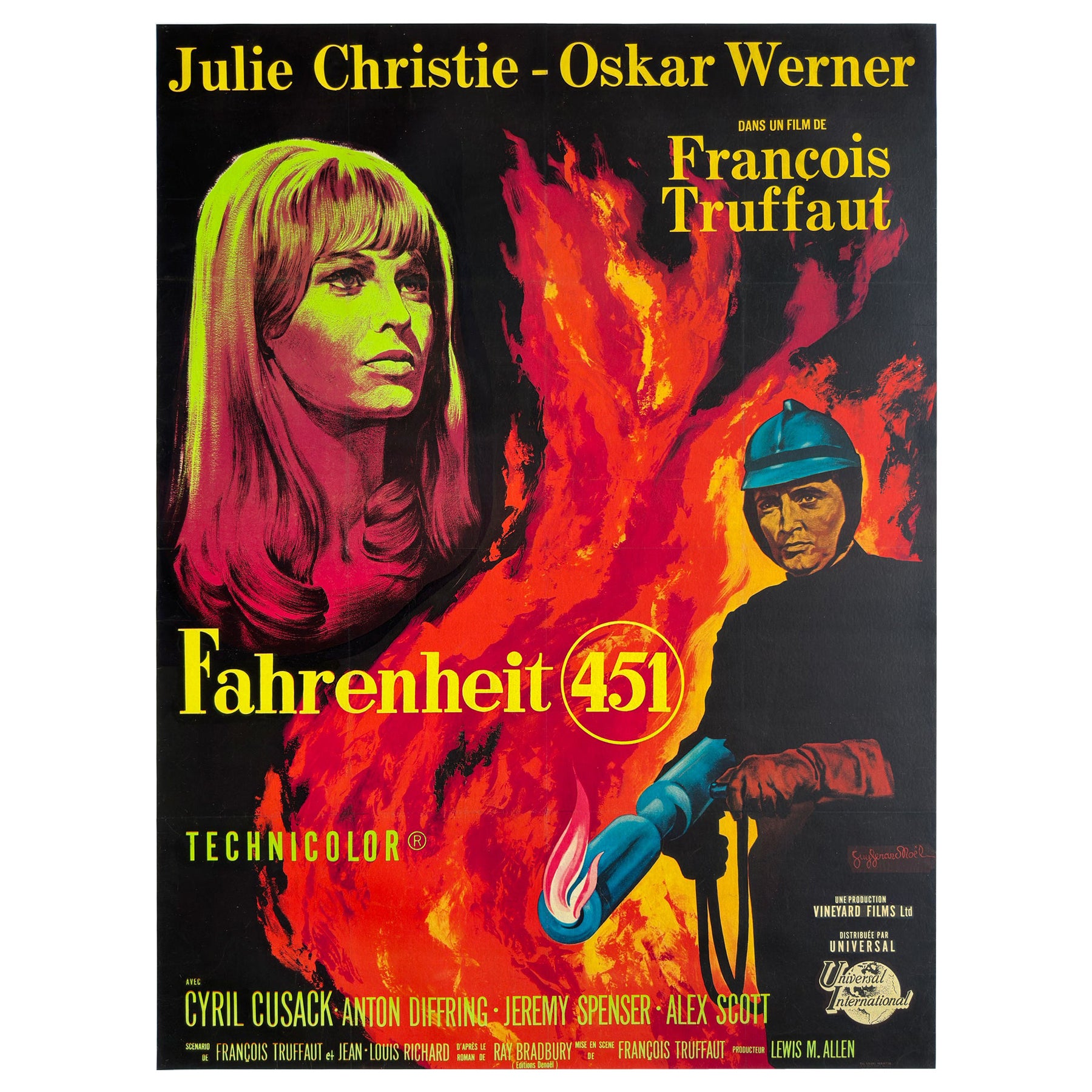 "FAHRENHEIT 451" 1967 French Grande Film Movie Poster, GUY GERARD NOEL en vente