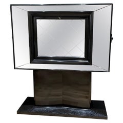 Rare mirrored with black lacquer bar cabinet by Vittorio Valabrega