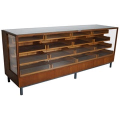 Retro German Oak & Beech Haberdashery Shop Cabinet / Retail Unit, 1950s