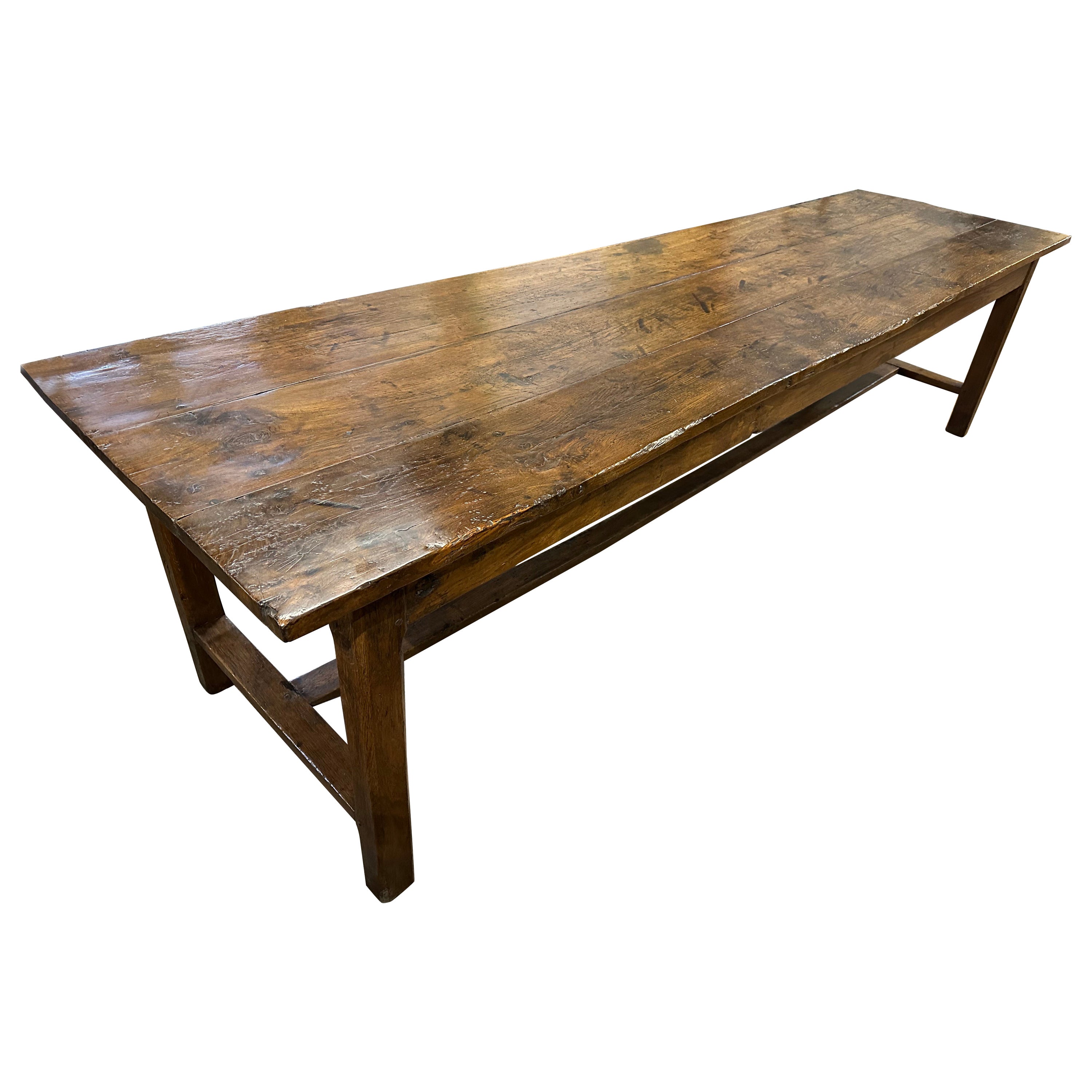 18th Century Large Oak Farmhouse Dining Table  For Sale