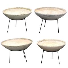 Retro Pair of Willy Guhl Bowl Planters in Contemporary Steel Stands