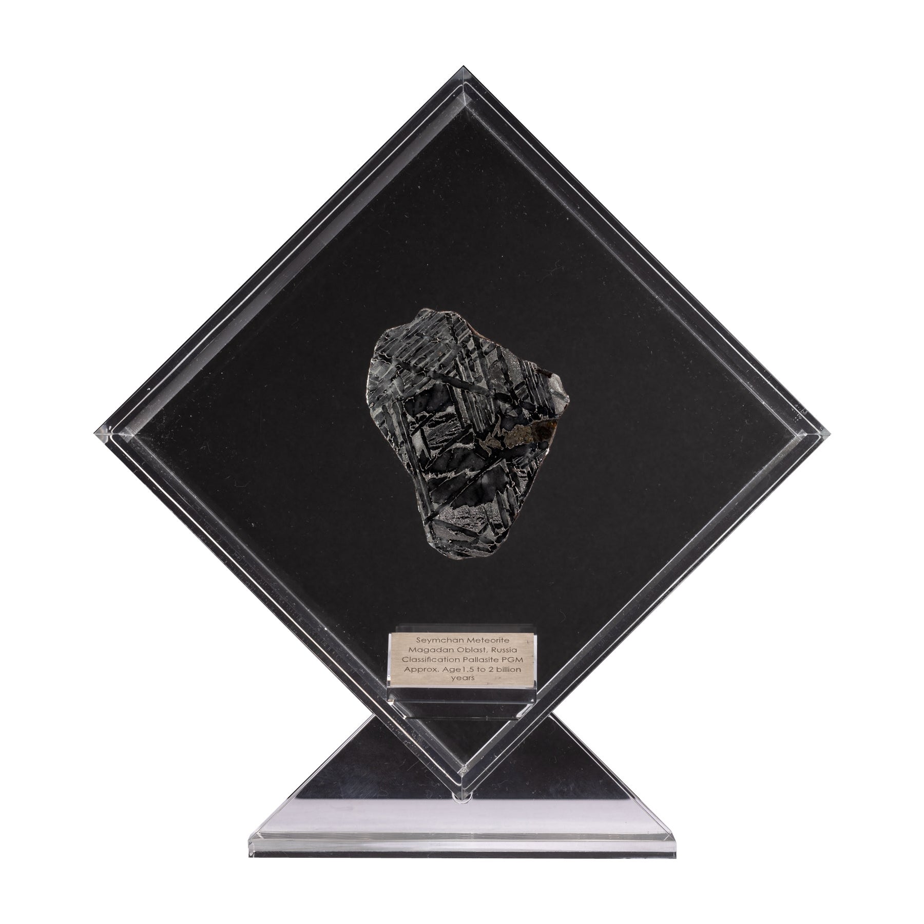 Original Design, Seymchan with Olivine Meteorite in a Clear Acrylic Display