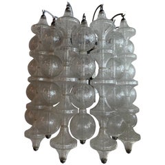 Vintage Glass Wall 8 Light Sconce J. T. Kalmar Tulipan 9 Rows Bubbles Bells 