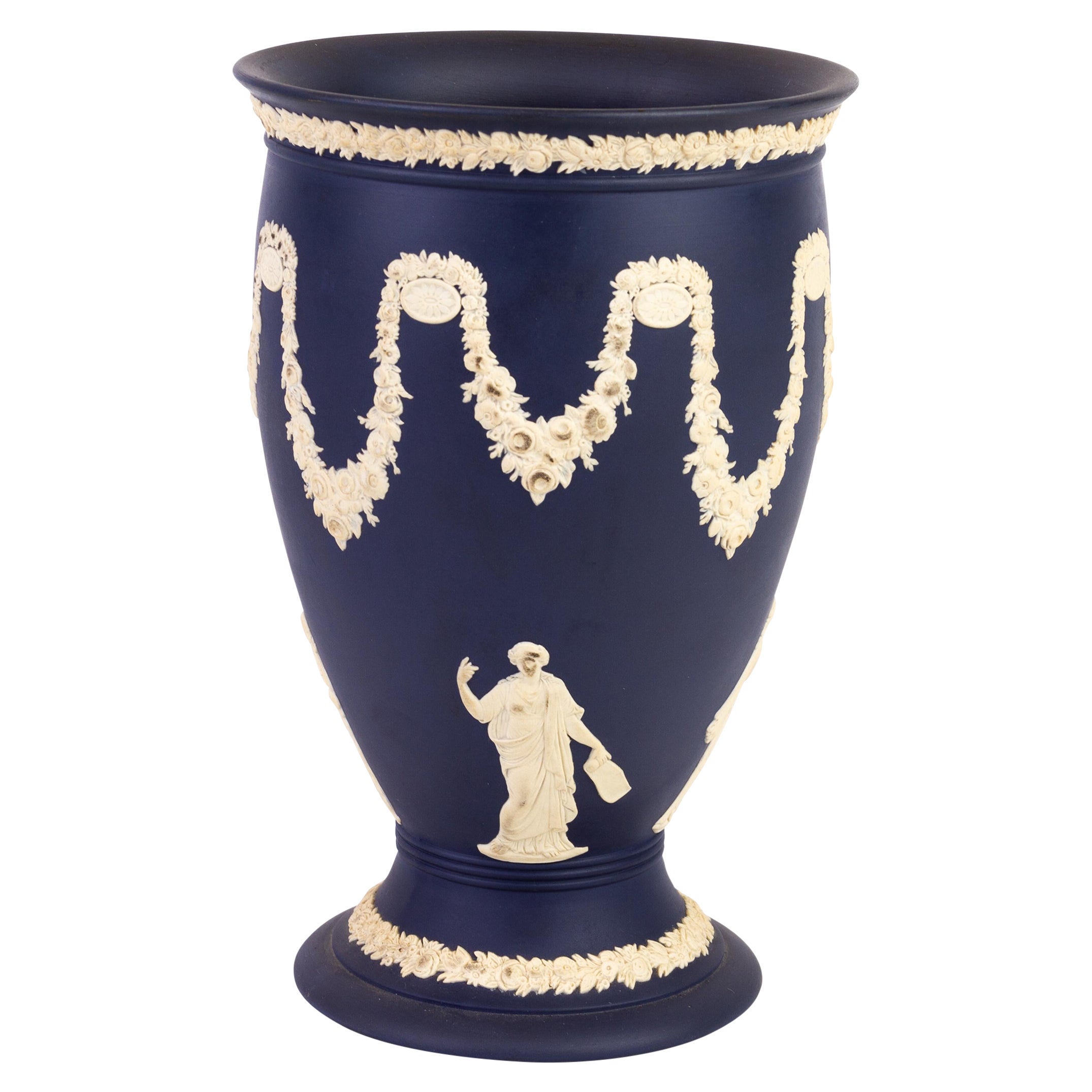 Wedgwood Jasperware Portland Blue Neoclassical Vase For Sale