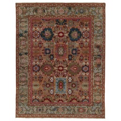 Rug & Kilim’s Classic Oushak style rug in Pink, Blue and Brown Floral Patterns