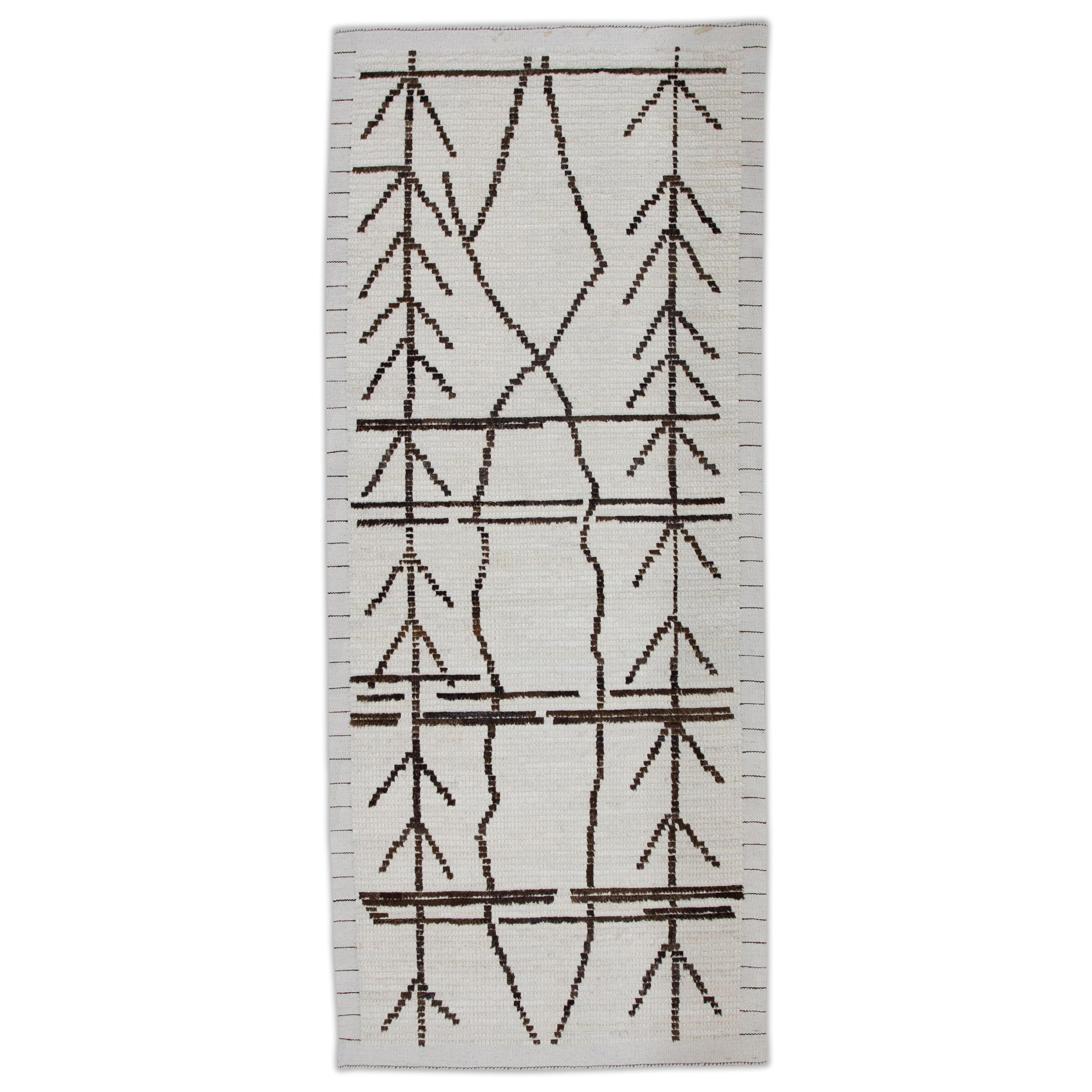 Alfombra Tulu de lana hecha a mano con diseño geométrico 2'9" x 6'9