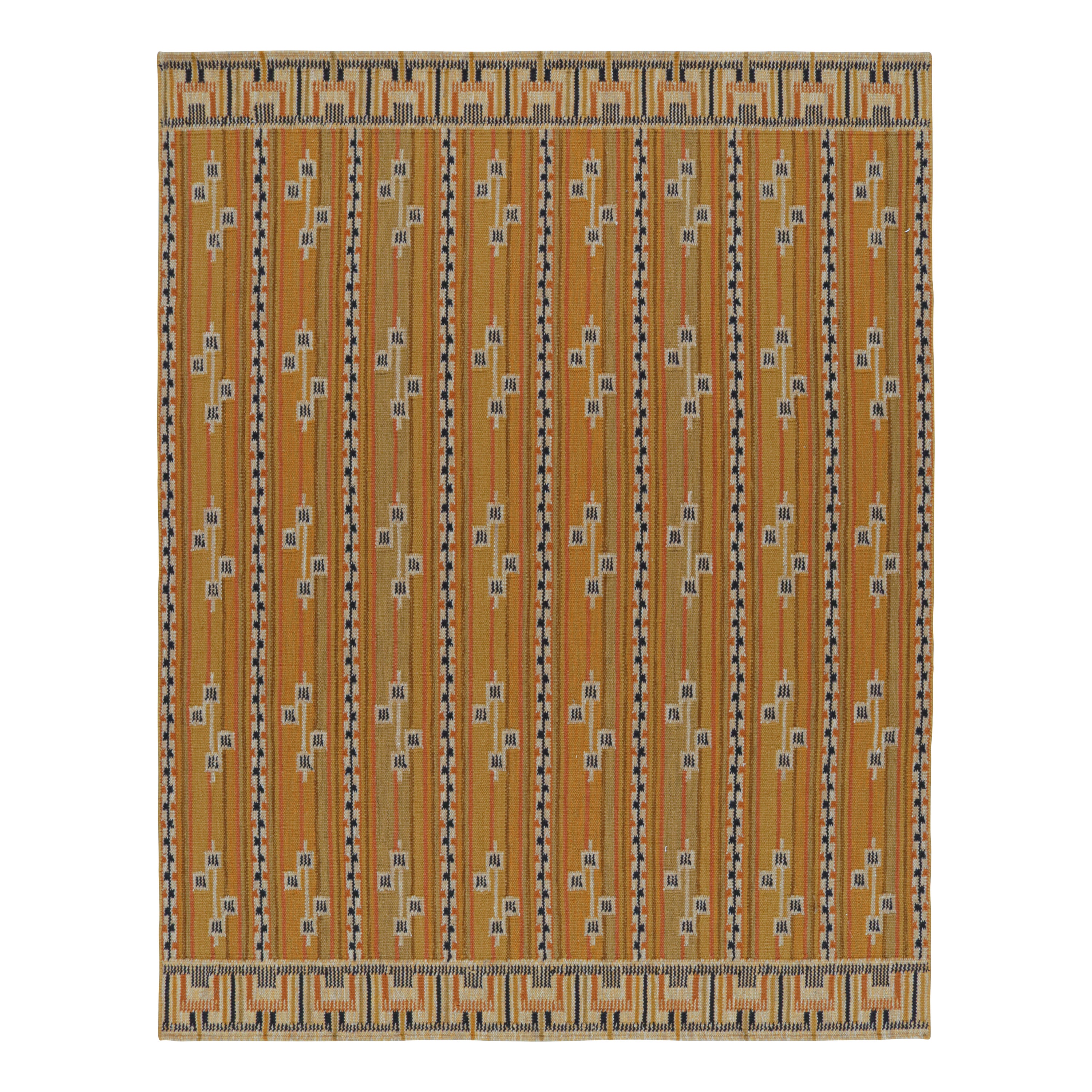 Rug & Kilim’s Scandinavian Style Custom Rug “Marta Stripe” Design in Gold For Sale