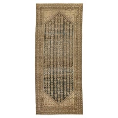 Antique Brown Persian Malayer Wool Rug From the 1900s with Allover Motif