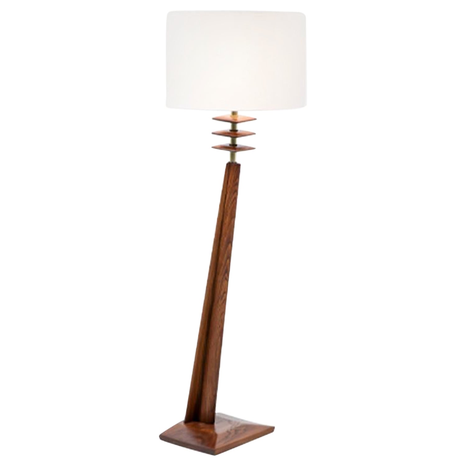  Expertly Restored - Mid-Century Modern Sculpted Floor Lamp with Brass Accents For Sale