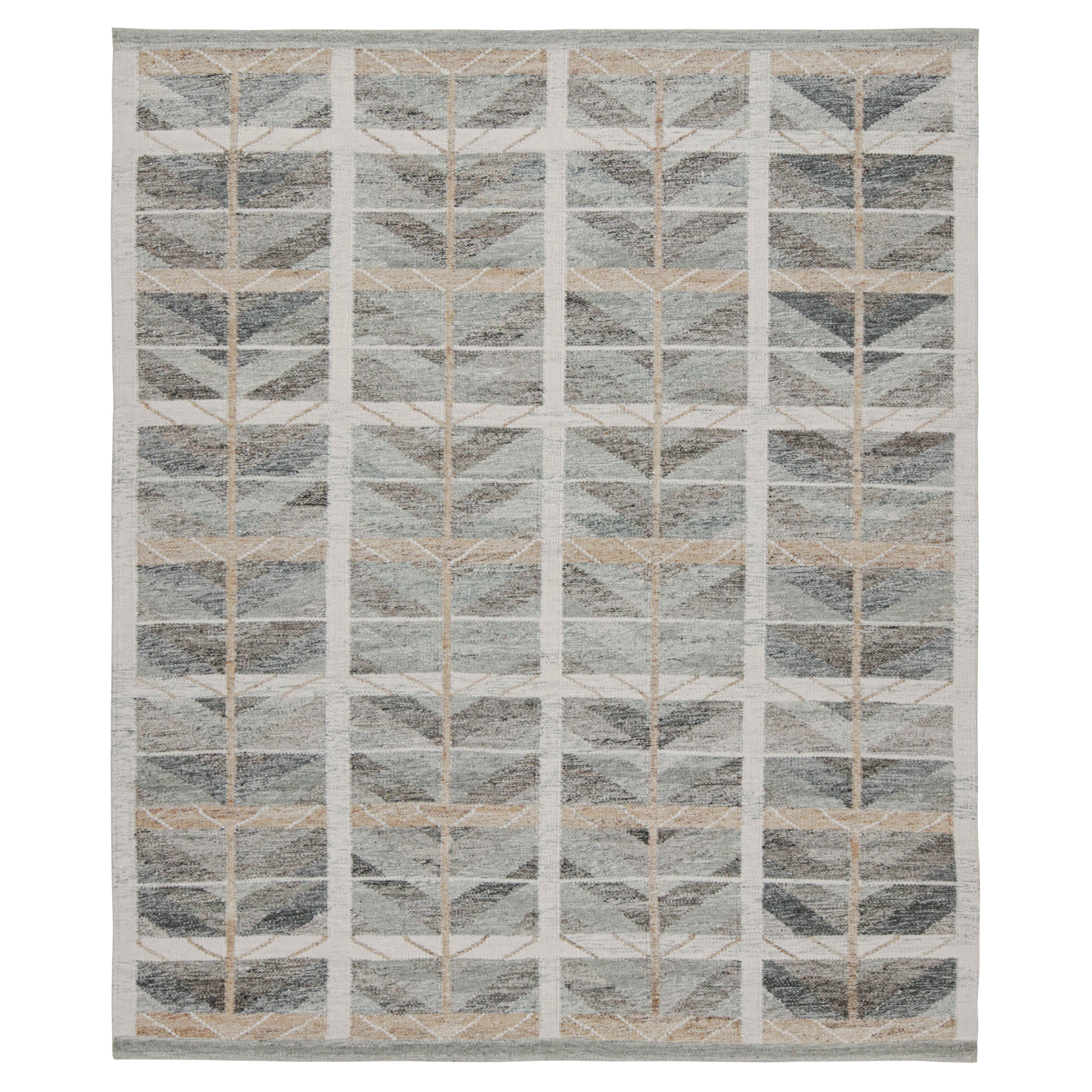 Rug & Kilim’s Scandinavian Style Custom Outdoor rug with Chevron Patterns For Sale