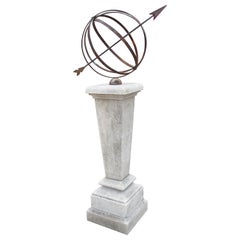 Carved Tapered Limestone Armillary Sundial from Italy