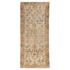 Persian Malayer Tan Wool Rug From the 1910s with Geometric Pattern