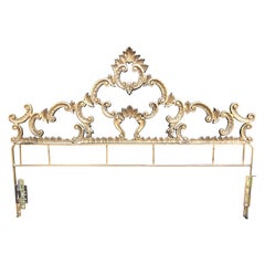 Vintage Stunning Hollywood Regency Ornate Gold Iron Kingsize Headboard Bed