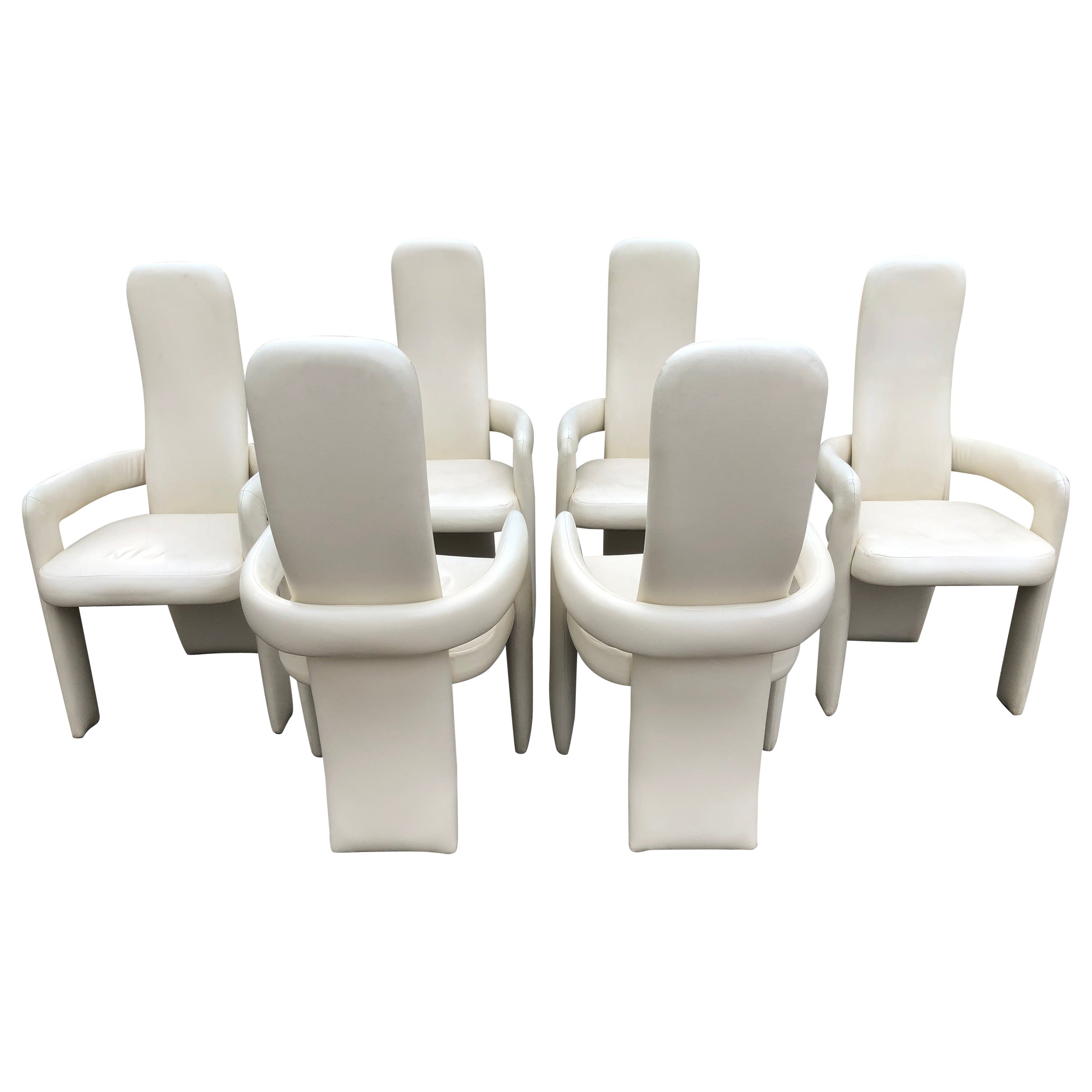 Sexy Sculptural Set 6 Pietro Costantini style Tall Back dining Chair Post Modern For Sale