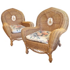 Vintage Pair of Large Wicker Armchairs; The Collection of Andre Leon Talley