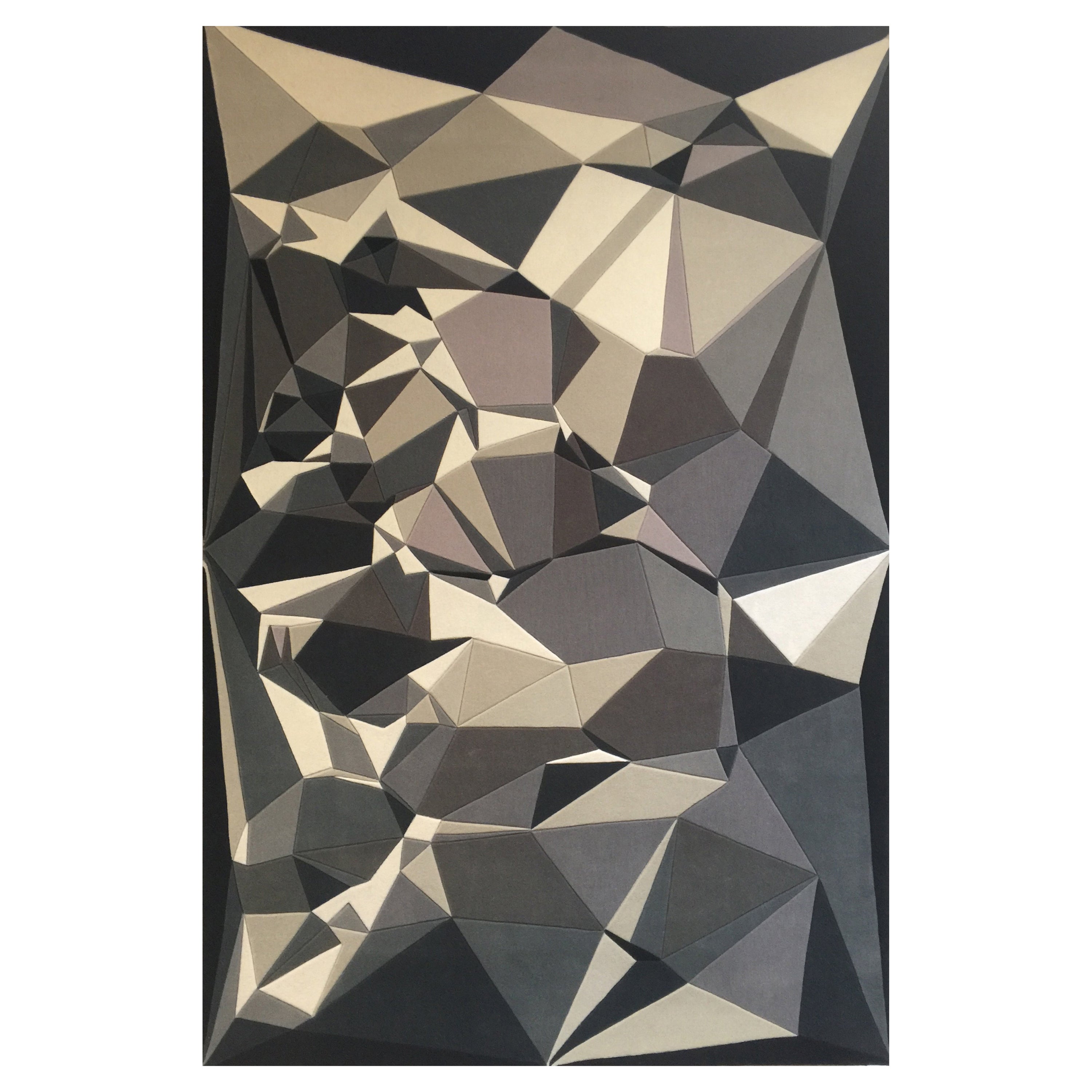 „Triangulum – Neutral“ /  6' x 9' / Handgeschnitzter Wollteppich
