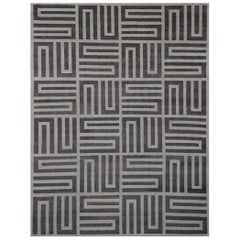 "Anesi - Charcoal & Beige" /  9' x 12' / Hand-Knotted Wool Rug