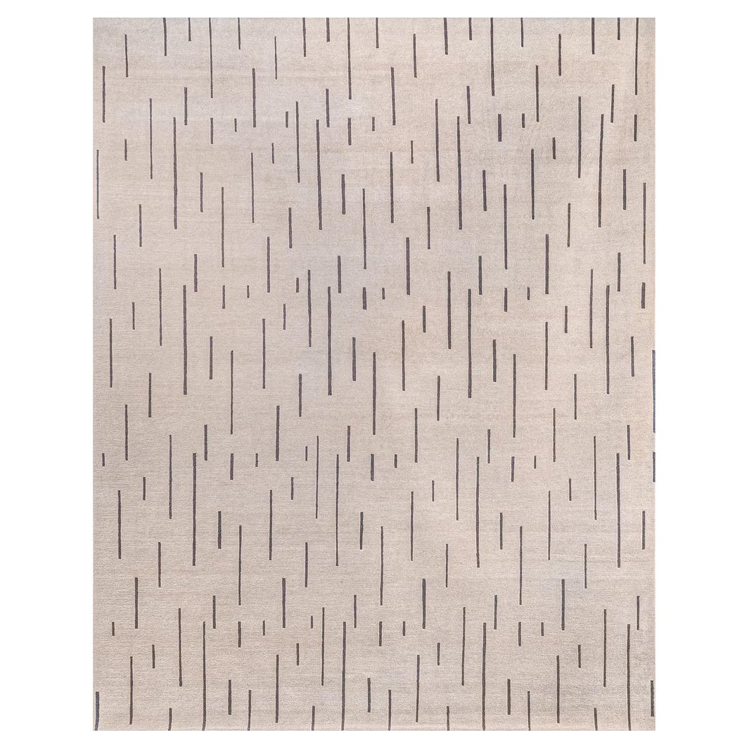 "Cascade - Taupe" /  8' x 10' / Hand-Knotted Wool Rug For Sale