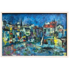 Jean Nerfin huile sur toile paysage urbain