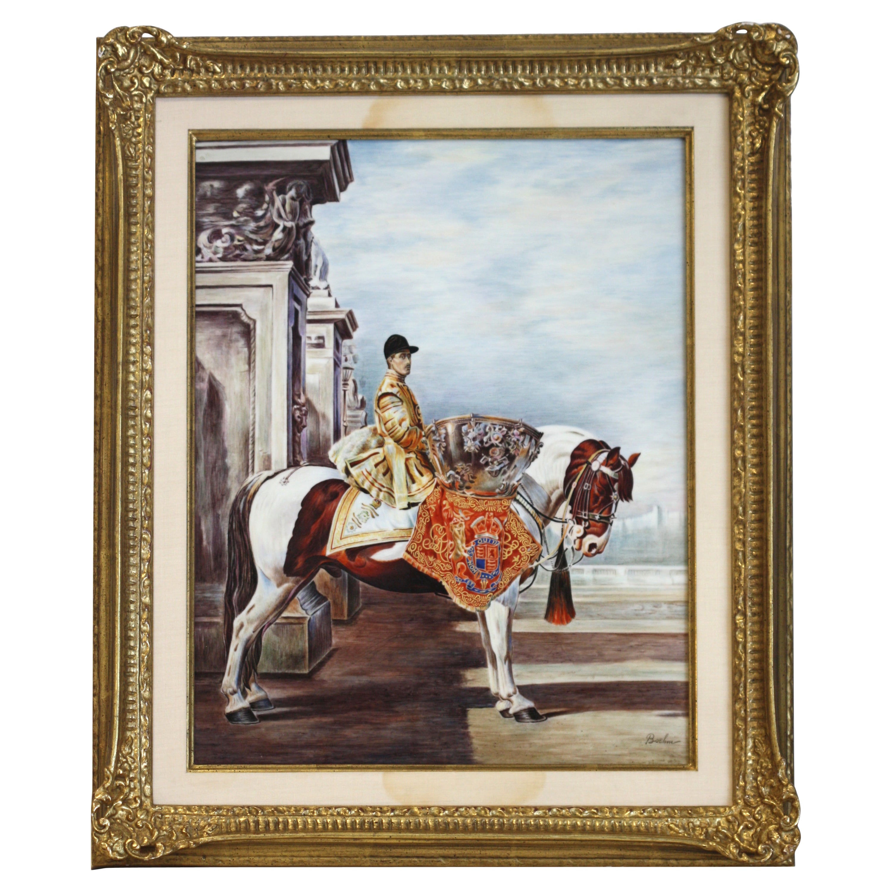  Boehm Porcelain Equestrian Plaque For Sale