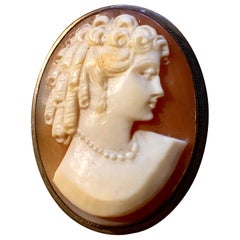Antique Italian Carved Shell And Silver Cameo
