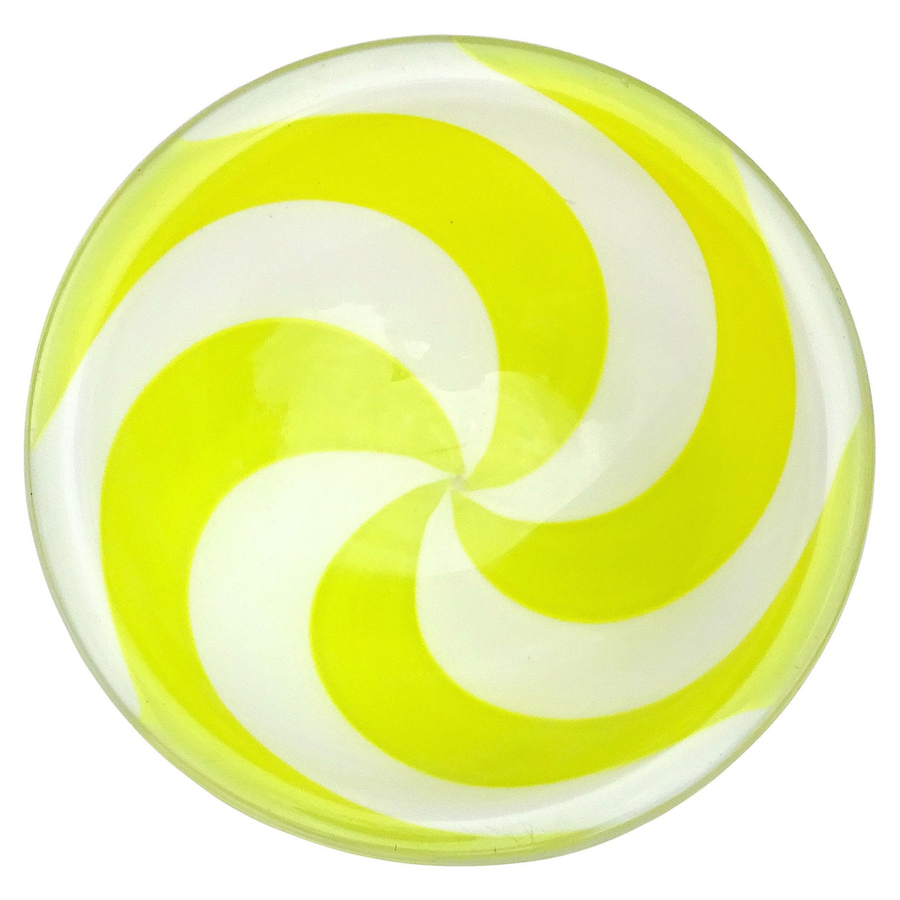 Venini Signed Fulvio Bianconi Murano Yellow White Swirl Italian Art Glass Bowl For Sale