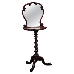 1920's Antique Turned Wood Chippendale style Floor Standing Vanity Mirror