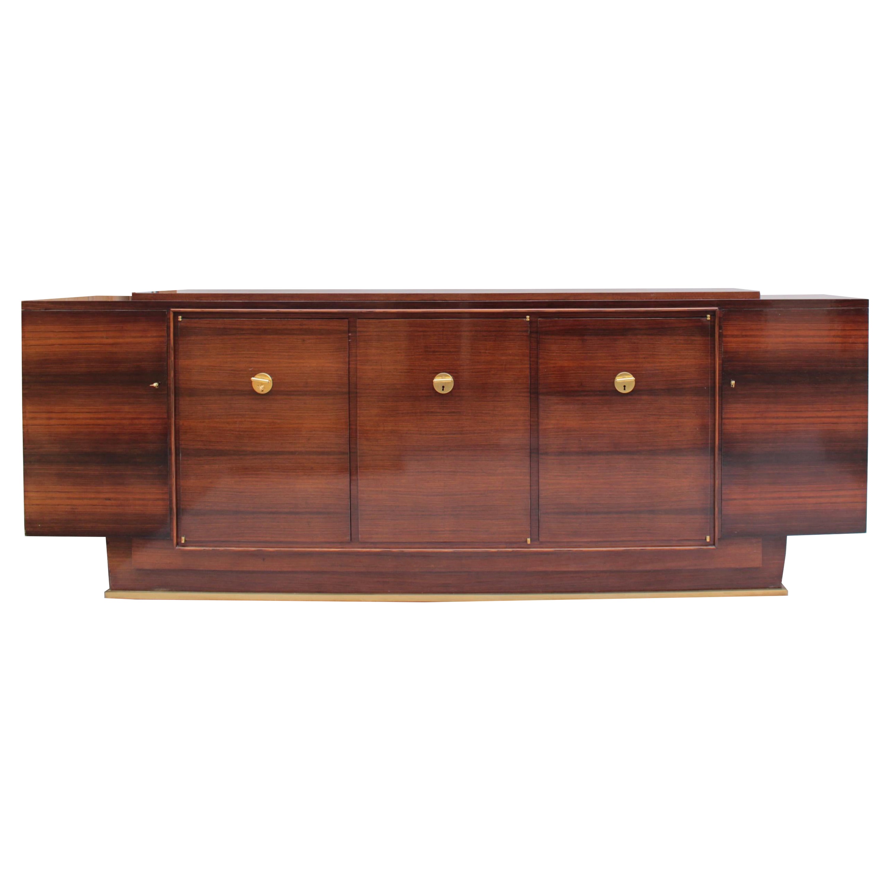 Fine French Art Deco Rosewood sideboard by Jules Leleu For Sale