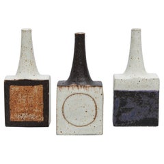 Bruno Gambone Set Of Three Small Ceramic Vase Italy 1980s