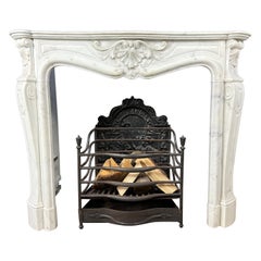 Gorgeous French Vintage Front Shell Fireplace White Carrara Marble