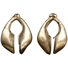 Antique Bronze Age Matched Pair of Gold Earrings