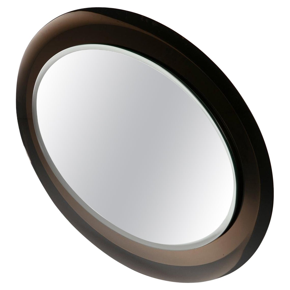 Large Double Bevelled Oval Wall Mirror, Metalvetro Galvorame, Italy, 1970s For Sale