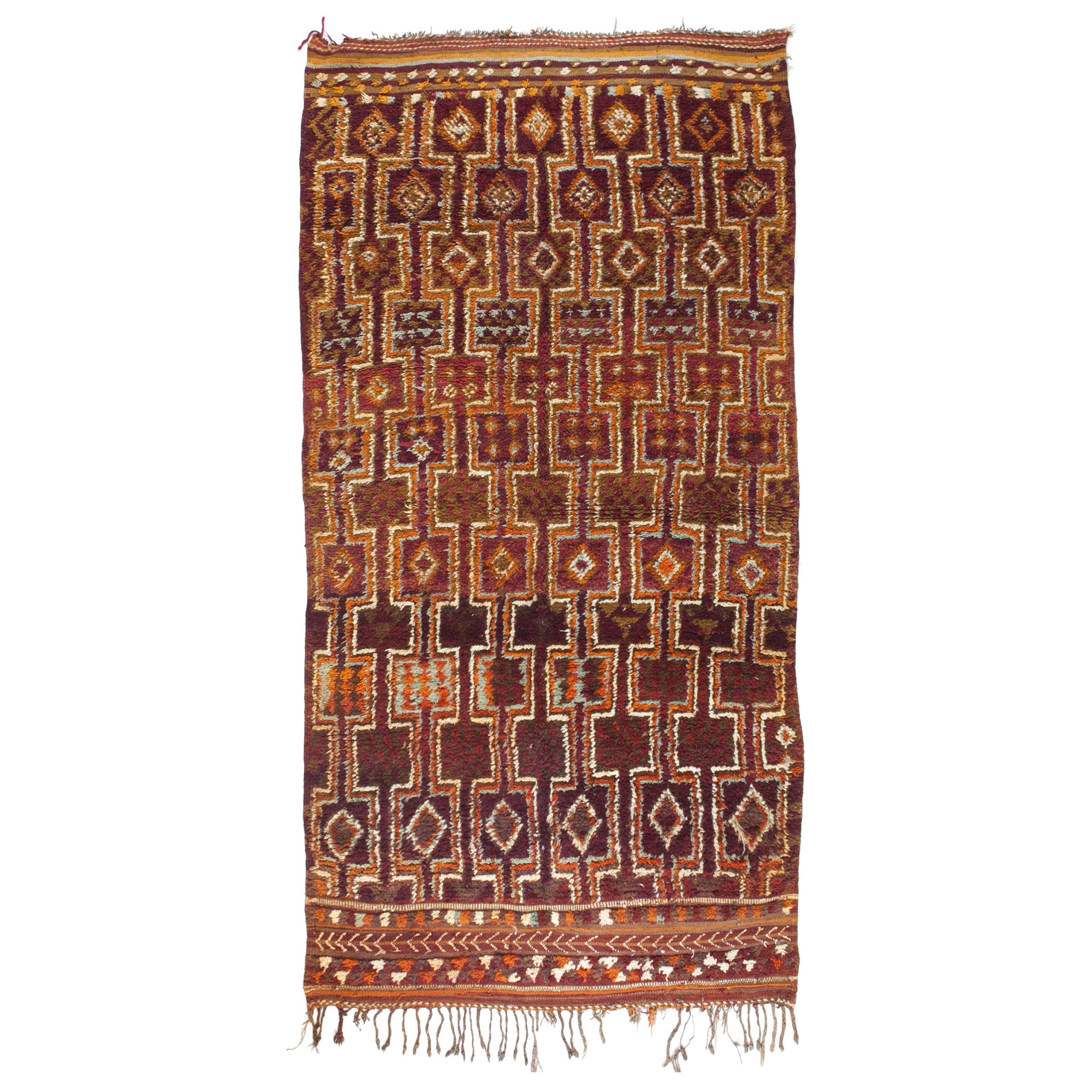 TAPPETO Talsent di Qualità Berbera, colorato, fatto a mano, in lana, in stock For Sale