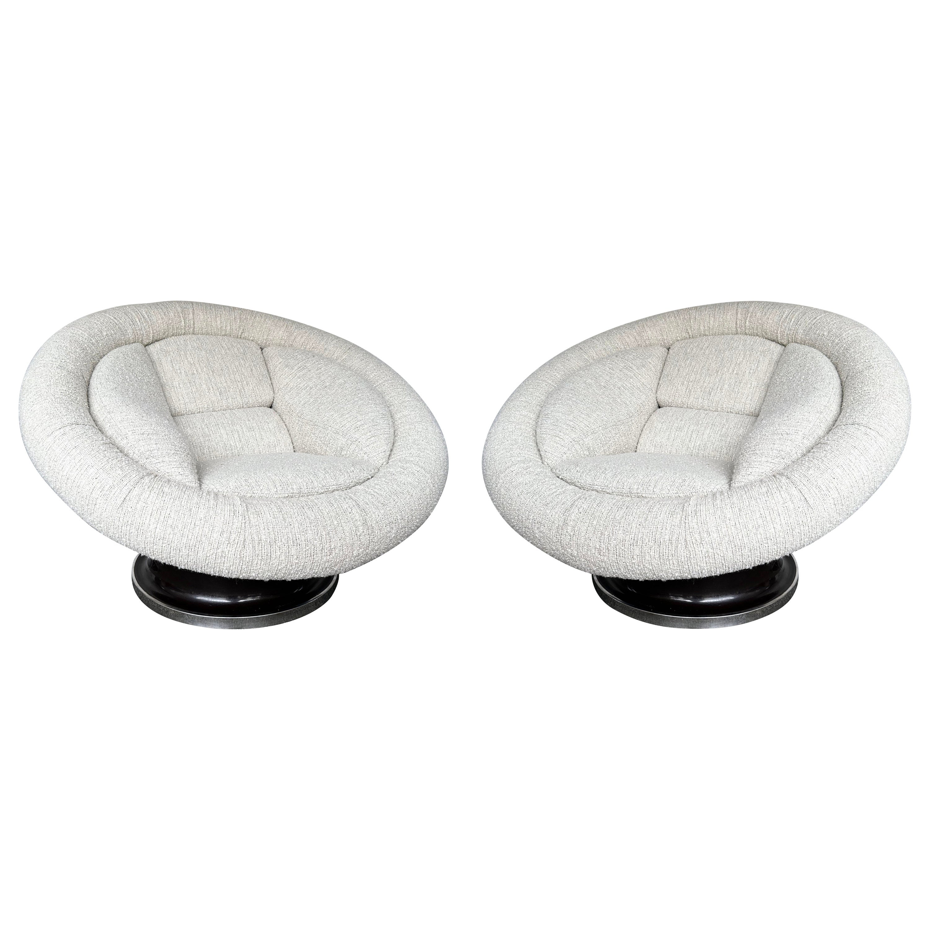 Pair of Large Space Age Saturn Armchairs by Saporiti. Italy, 1970s For Sale