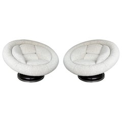 Vintage Pair of Large Space Age Saturn Armchairs by Saporiti. Italy, 1970s