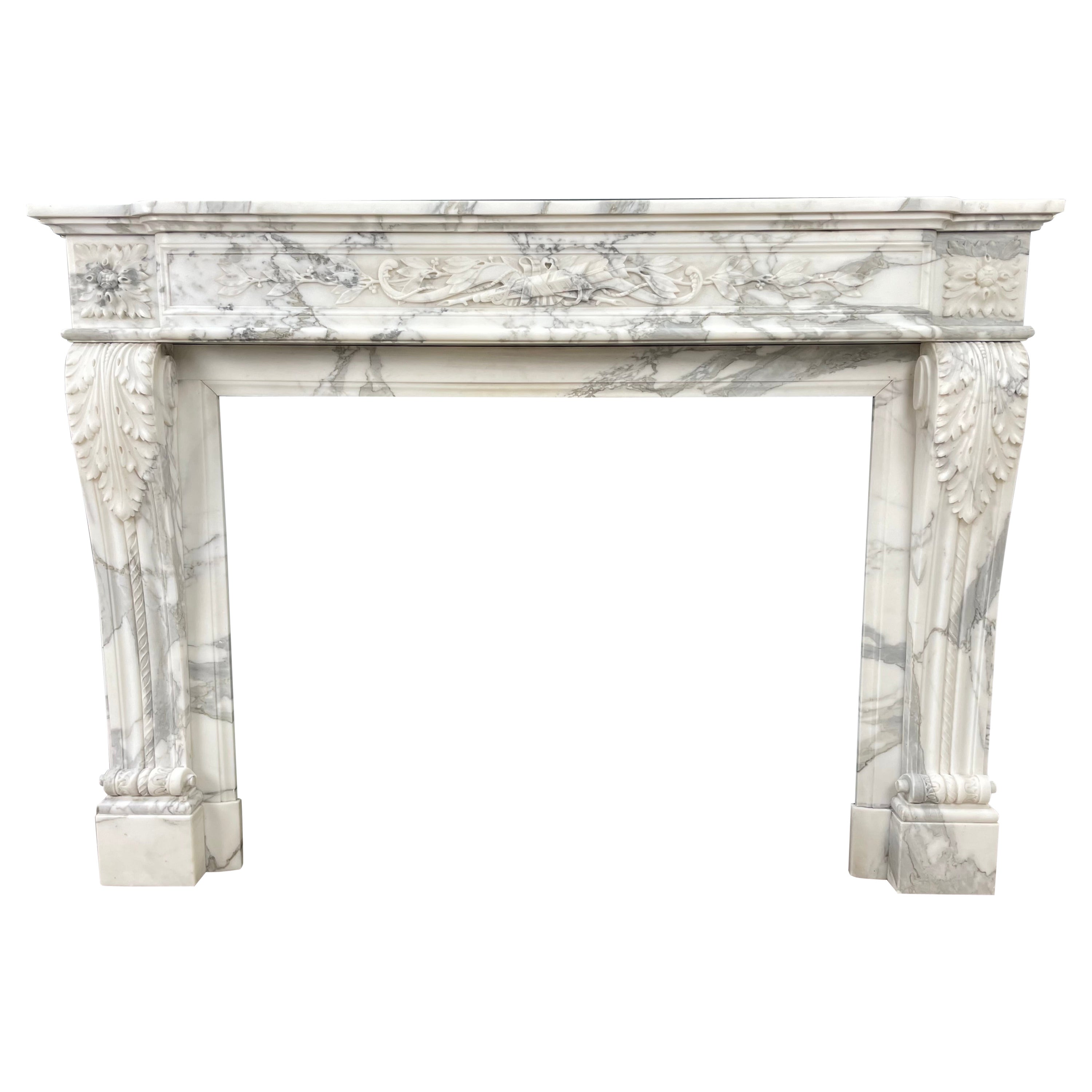 EXCLUSIVE  Antique Fireplace Surround Arabescato Marble *FREE  SHIPPING  For Sale