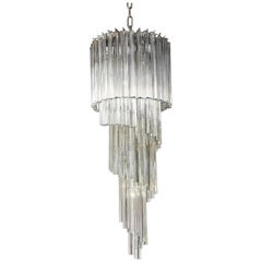 Spiral Camer Clear Glass Chandelier, Attrib. to Venini