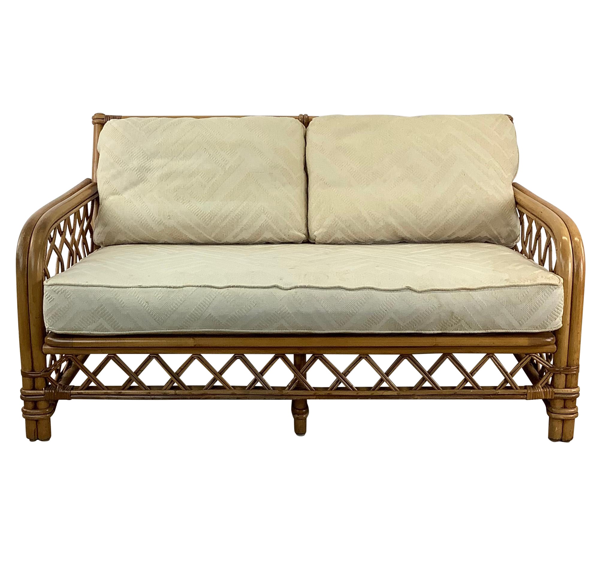 Coastal Loveseat aus Rattan von Ficks Reed, Vintage