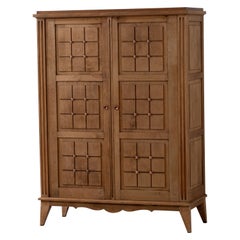 Vintage Midcentury French Natural Oak Wardrobe