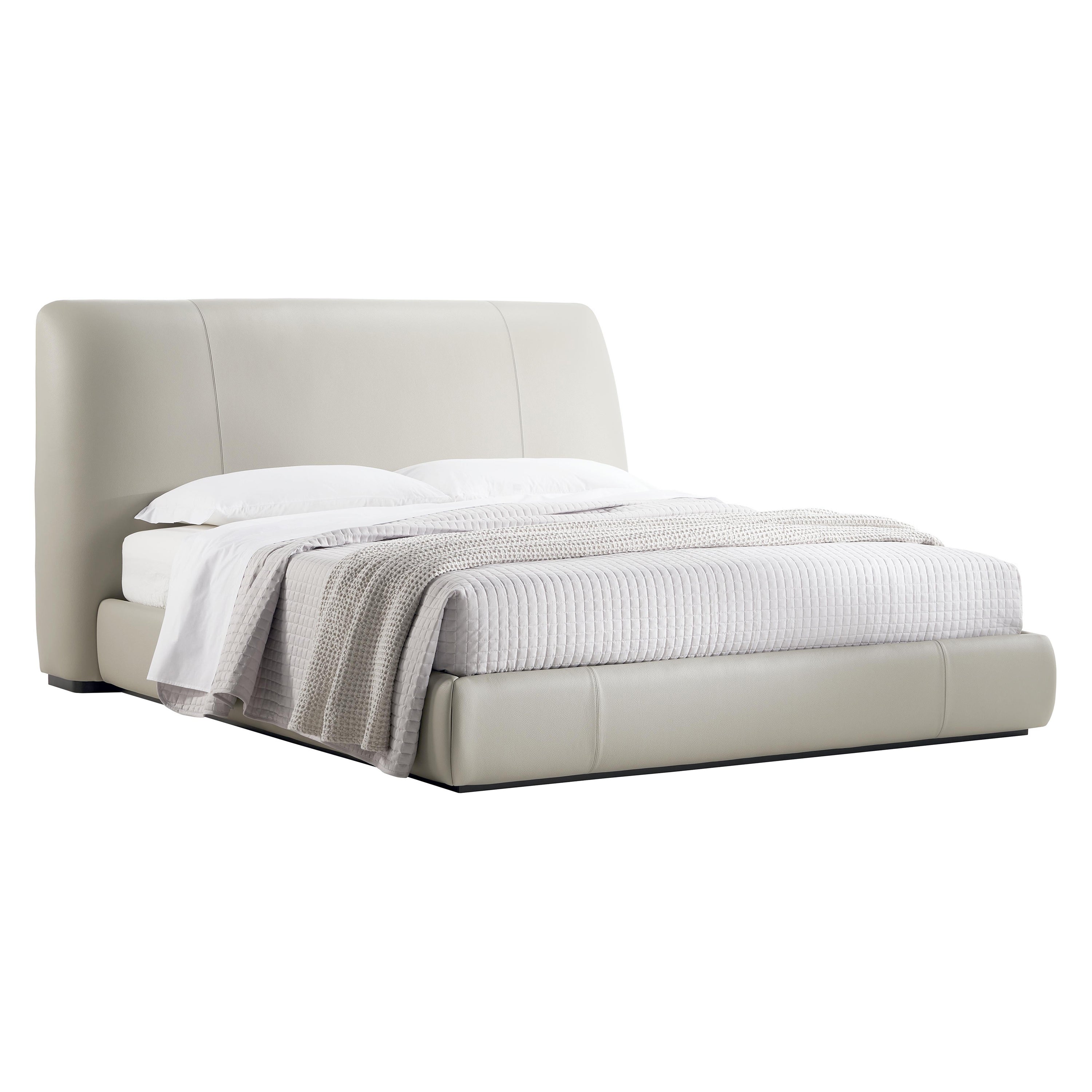 ANCORA bed in genuine beige leather. By Legame Italia For Sale
